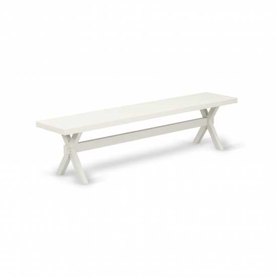 X-Style 15X72 In Dining Bench, Wirebrushed Linen White Leg And Linen White Top