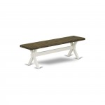 X-Style 15X60 In Dining Bench, Linen White Leg, Distressed Jacobean 418 Top Finish