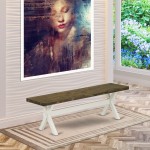 X-Style 15X60 In Dining Bench, Linen White Leg, Distressed Jacobean 418 Top Finish