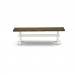 X-Style 15X60 In Dining Bench, Linen White Leg, Distressed Jacobean 418 Top Finish