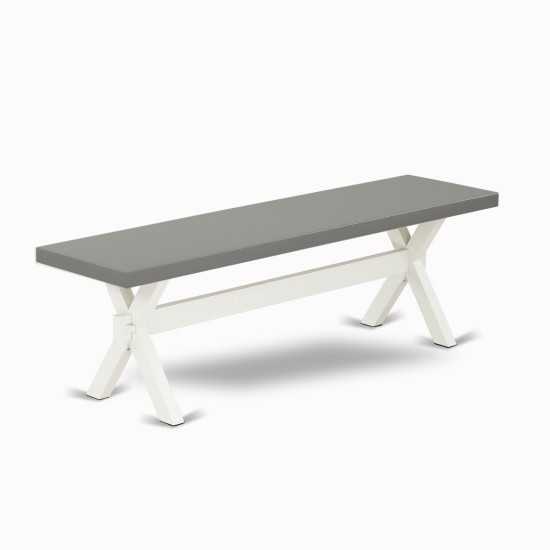 X-Style 15X60 In Dining Bench With Wirebrushed Linen White Leg And Cement Top