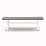 X-Style 15X60 In Dining Bench With Wirebrushed Linen White Leg And Cement Top