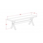 X-Style 15X60 In Dining Bench With Wirebrushed Linen White Leg And Cement Top