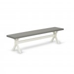 X-Style 15X72 In Dining Bench With Wirebrushed Linen White Leg And Cement Top