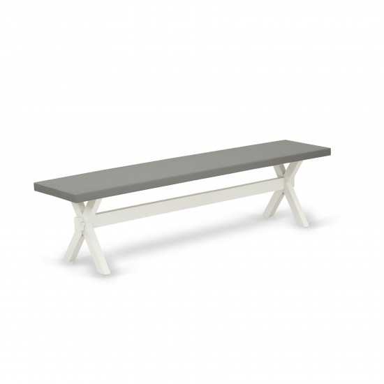 X-Style 15X72 In Dining Bench With Wirebrushed Linen White Leg And Cement Top