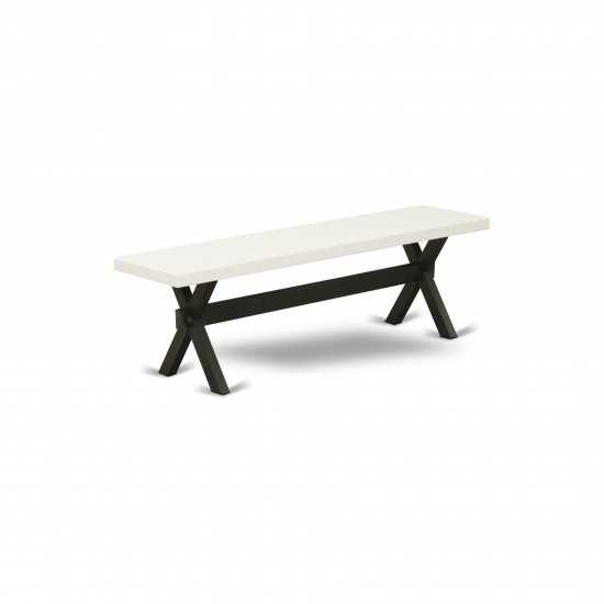 X-Style 15X60 In Dining Bench With Wirebrushed Black Leg And Linen White Top