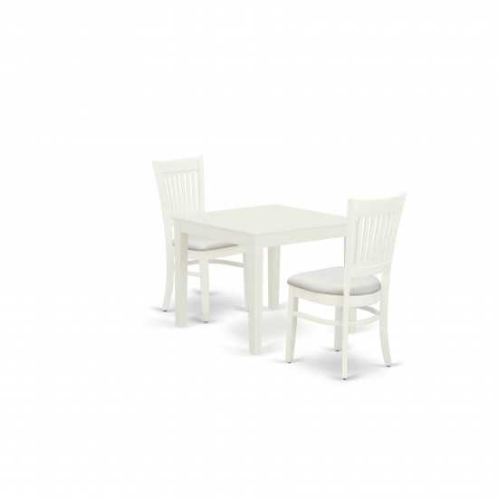 3-Pc Wood Dinette Set2 Dining Chairs, Table, Linen White