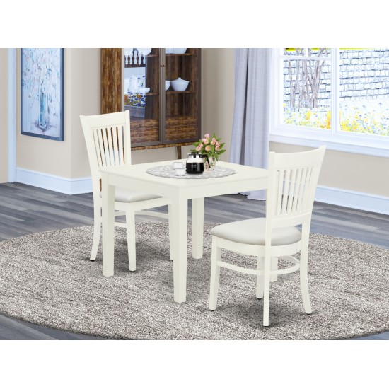 3-Pc Wood Dinette Set2 Dining Chairs, Table, Linen White