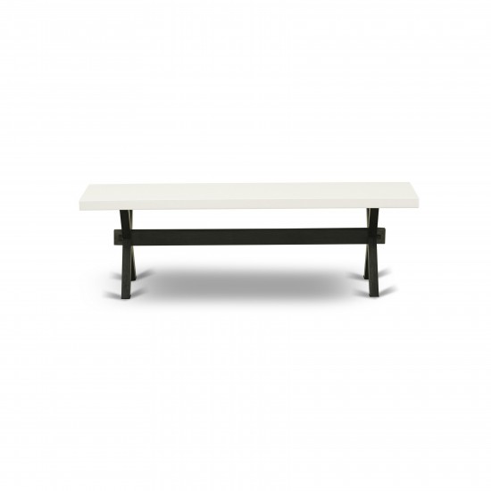 X-Style 15X60 In Dining Bench With Wirebrushed Black Leg And Linen White Top