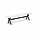 X-Style 15X72 In Dining Bench With Wirebrushed Black Leg And Linen White Top