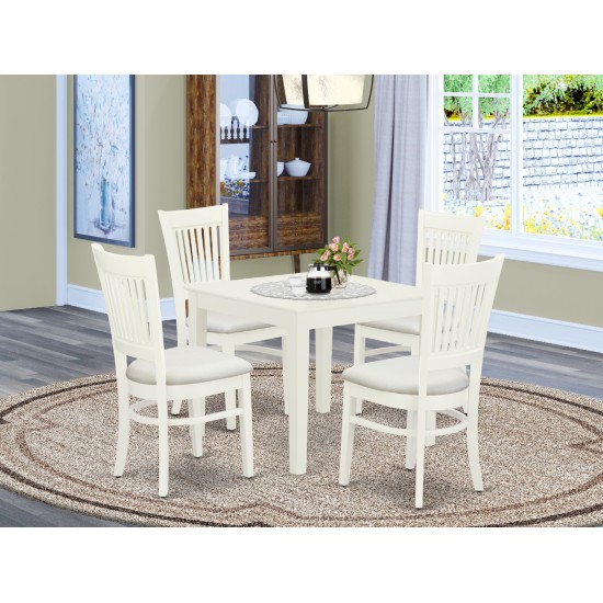 5-Pc Dinette Set 4 Dining Chair, Wood Dining Table, Linen White