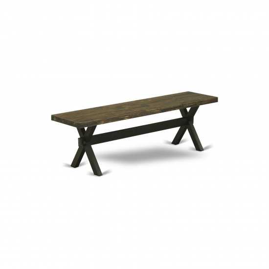 X-Style 15X60 In Dining Bench, Black Leg, Distressed Jacobean 418 Top Finish