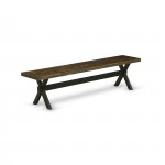 X-Style 15X72 In Dining Bench, Black Leg, Distressed Jacobean 418 Top Finish