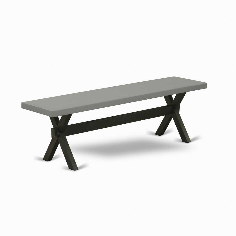 X-Style 15X60 In Dining Bench With Wirebrushed Black Leg And Cement Top Finish X-Style 15X60 In Dining Bench With Wirebrushed Black Leg And Cement Top Finish