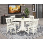 5Pc Dining Set4 Dining Chairs, Table Seat, Slatted Chair Back Linen White Finish