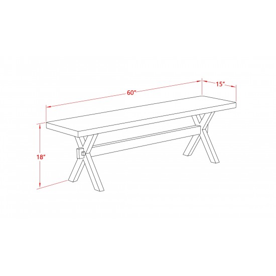 X-Style 15X60 In Dining Bench With Wirebrushed Black Leg And Cement Top Finish