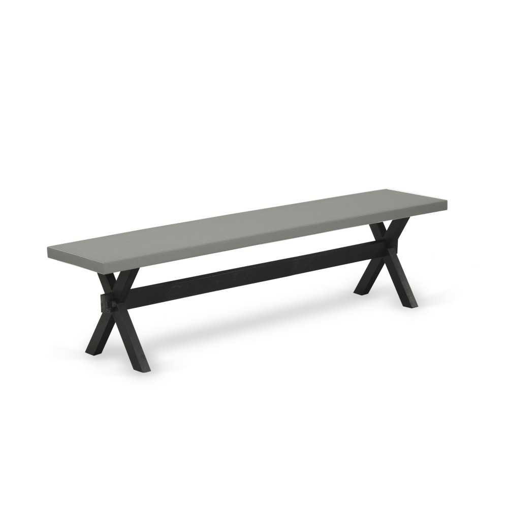 X-Style 15X72 In Dining Bench With Wirebrushed Black Leg And Cement Top Finish