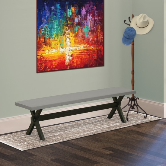 X-Style 15X72 In Dining Bench With Wirebrushed Black Leg And Cement Top Finish