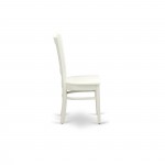 3Pc Dining Set2 Kitchen Chairs, Wooden Seat, Slatted Chair Back Drop Leaves Table Linen White Finish