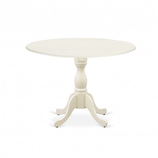 5-Pc Kitchen Dining Set4 Chair, Wooden Seat, Slatted Chair Back Drop Leaves Round Table Linen White Finish