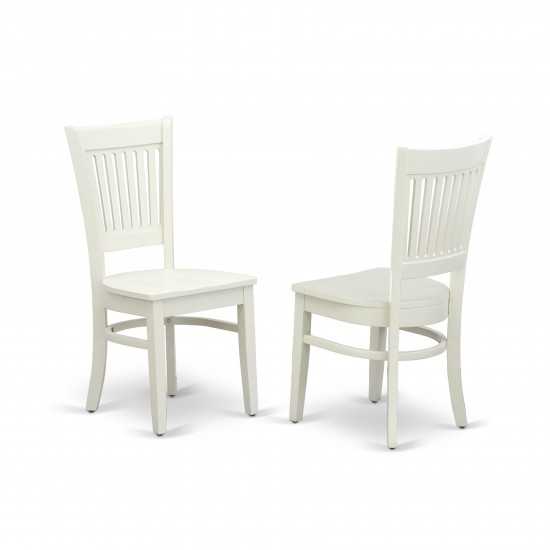 5-Pc Kitchen Dining Set4 Chair, Wooden Seat, Slatted Chair Back Drop Leaves Round Table Linen White Finish