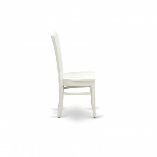 3Pc Dining Set2 Dining Chairs, Wooden Table Wooden Seat, Slatted Chair Back Linen White Finish