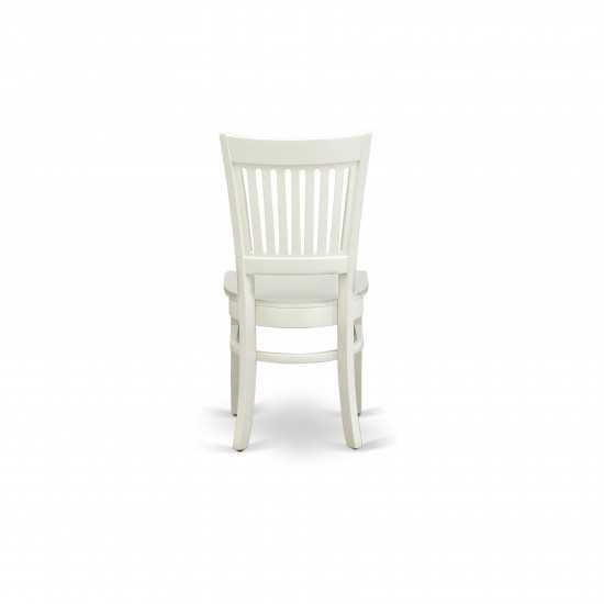 3Pc Dining Set2 Dining Chairs, Wooden Table Wooden Seat, Slatted Chair Back Linen White Finish