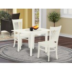 3Pc Wood Dining Table Set-2Dining Chairs, Dinner Table, Linen White