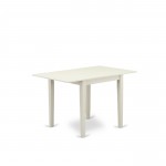 5Pc Dinette Set 4 Dining Chairs, Drops Leaves Dining Table, Linen White