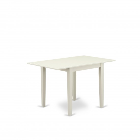 5Pc Dinette Set 4 Dining Chairs, Drops Leaves Dining Table, Linen White