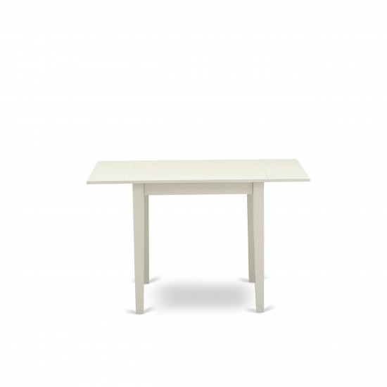 5Pc Dinette Set 4 Dining Chairs, Drops Leaves Dining Table, Linen White