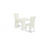 3Pc Wood Dining Set 2 Upholstered Chairs, Wood Dining Table, Linen White