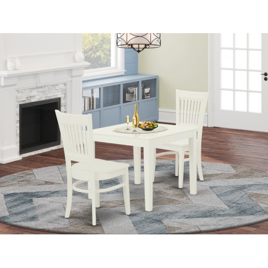 3Pc Wood Dining Set 2 Upholstered Chairs, Wood Dining Table, Linen White