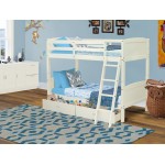 East West Furniture Albury Twin Bunk Bed In White Finish With Under Drawer