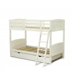 Albury Twin Bunk Bed In White Finish With Convertible Trundle & Drawer