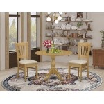3 Pc Kitchen Dining Set, Oak Breakfast Table, 2 Oak Chairs, Slatted Back, Oak Finish