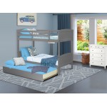 Albury Twin Bunk Bed In Gray Finish With Convertible Trundle & Drawer