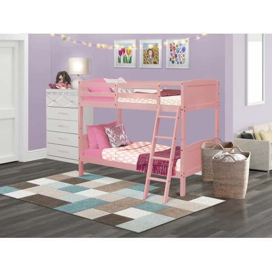 Albury Twin Bunk Bed In Pink Finish