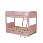 Albury Twin Bunk Bed In Pink Finish With Convertible Trundle & Drawer