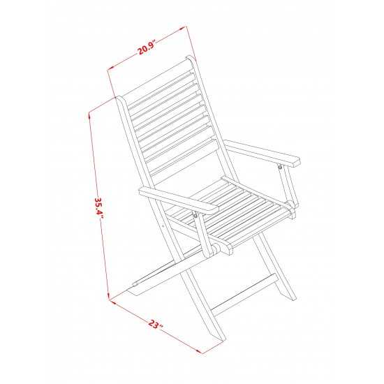 Solid Acacia Wood Outside Patio Folding Chair With Arm Rest -Set Of Two