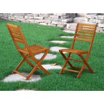 Solid Acacia Solid Wood Outdoor-Furniture Side Foldable Chair-Set Of Two