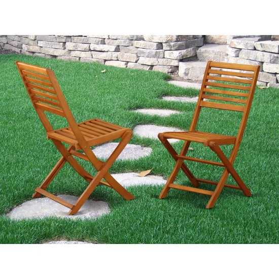 Solid Acacia Solid Wood Outdoor-Furniture Side Foldable Chair-Set Of Two