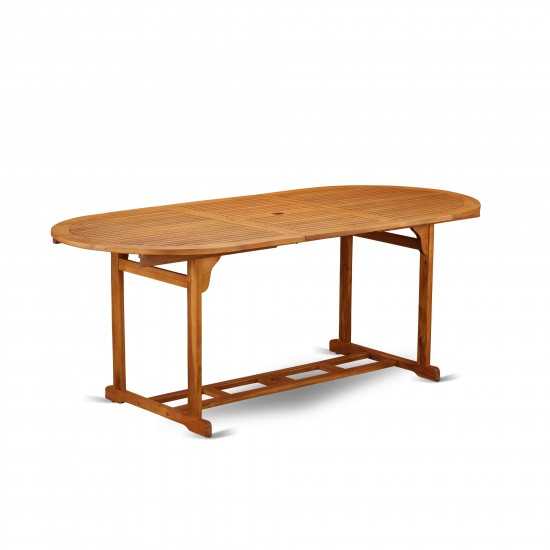 Oval Terrace Acacia Wood Dining Table - Natural Oil- Extension Butterfly Leaf