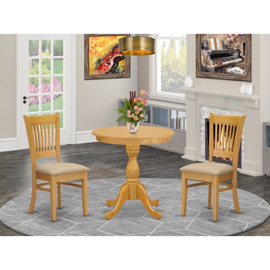 3-Pc Dining Room Table Set 2 Dining Room Chairs, 1 Kitchen Dining Table (Oak)