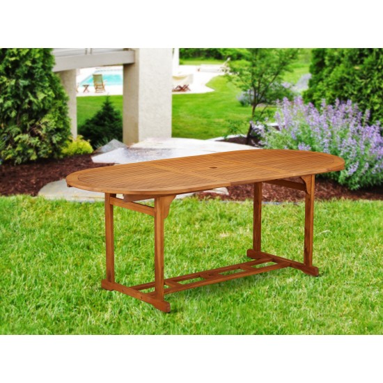 Oval Terrace Acacia Wood Dining Table - Natural Oil- Extension Butterfly Leaf