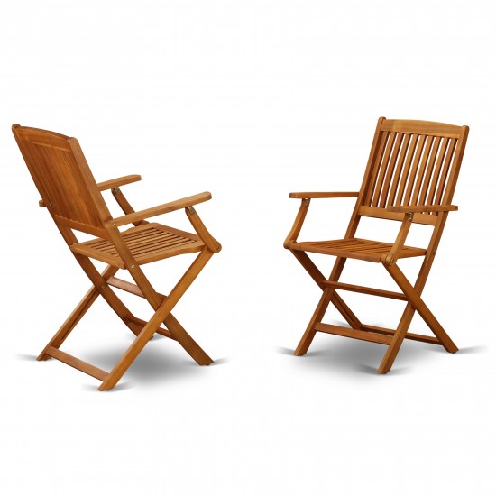 Solid Acacia Wood Balcony Folding Arm Chair -Set Of Two - Set Of 2