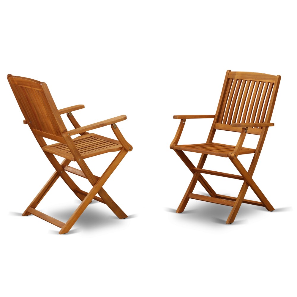 Solid Acacia Wood Balcony Folding Arm Chair -Set Of Two - Set Of 2