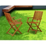 Solid Acacia Wood Balcony Folding Arm Chair -Set Of Two - Set Of 2