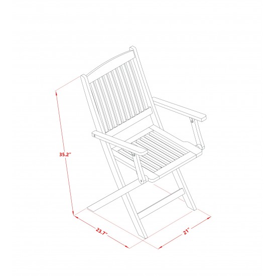 Solid Acacia Wood Balcony Folding Arm Chair -Set Of Two - Set Of 2