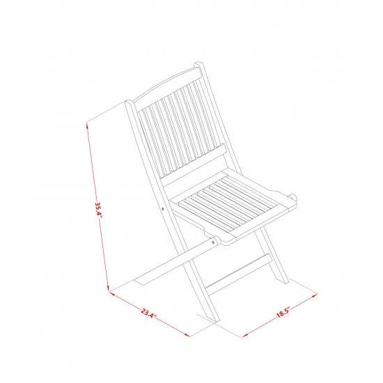 Solid Acacia Wooden Patio Folding Side Chair -Set Of Two - Set Of 2